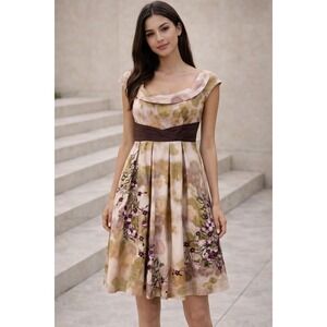 Floreat Anthropologie‎ Floral Embroidered Fit & Flare Dress Size 0